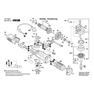 Запчасти для угловой шлифмашины Bosch GWS 7-115 E 230 V 3601C88201, деталировка 1