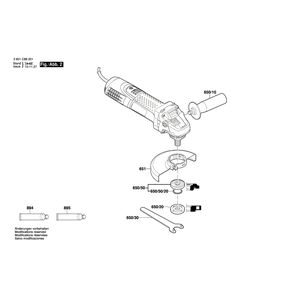 Запчасти для угловой шлифмашины Bosch GWS 7-115 E 230 V 3601C88201, деталировка 2