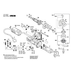 Запчасти для угловой шлифмашины Bosch GWS 880 230 V 3601C96006, деталировка 1