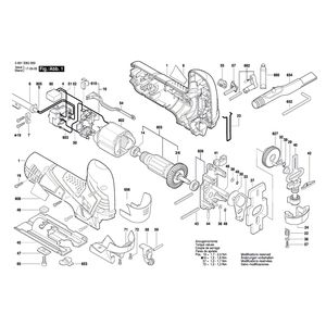 Запчасти для электролобзика Bosch GST 90 E 230 V 3601E8G000, деталировка 1