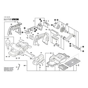 Запчасти для рубанка Bosch GHO 18 V-LI 18 V 3601EA0300, деталировка 1