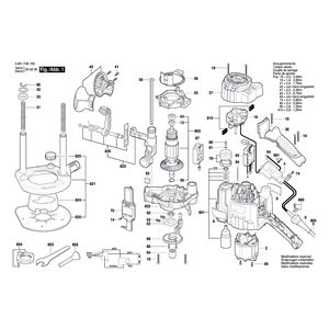 Запчасти для вертикальной фрезерной машины Bosch GOF 1250 LCE 230 V 3601F26100, деталировка 1