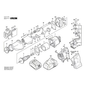 Запчасти для аккумуляторной сабельной пилы Bosch GSA 18 V-LI 18 V 3601F4J000, деталировка 1