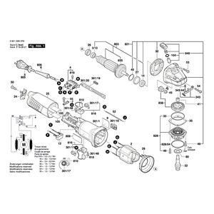 Запчасти для угловой шлифмашины Bosch GWS 9-115 230 V 3601G900R0, деталировка 1