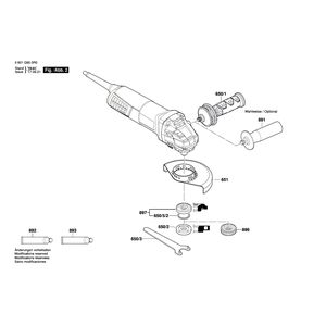Запчасти для угловой шлифмашины Bosch GWS 9-115 230 V 3601G900R0, деталировка 2