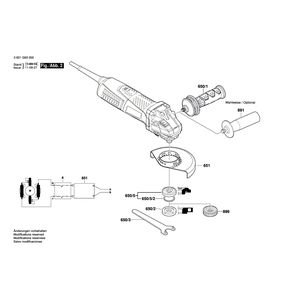 Запчасти для угловой шлифмашины Bosch GWS 12-125 230 V 3601G93000, деталировка 2