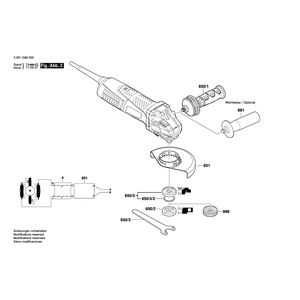 Запчасти для угловой шлифмашины Bosch GWS 15-125 CIE 230 V 3601G96000, деталировка 2