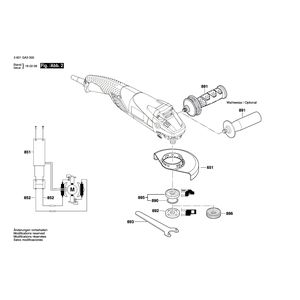 Запчасти для угловой шлифмашины Bosch GWS 18-150 L 18 V 3601GA5000, деталировка 2