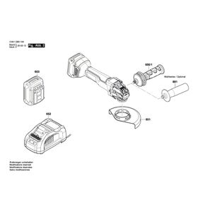 Запчасти для аккумуляторной шлифмашины Bosch GWX 18V-10 18V 3601GB0100, деталировка 2