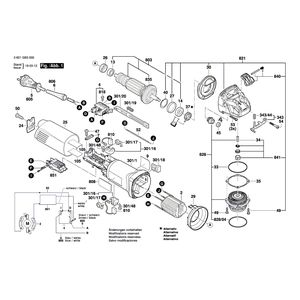 Запчасти для угловой шлифмашины Bosch GWX 10-125 230 V 3601GB3000, деталировка 1