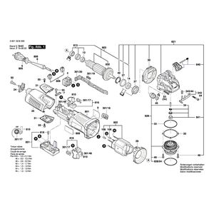 Запчасти для угловой шлифмашины Bosch GWX 17-150 230 V 3601GC6000, деталировка 1