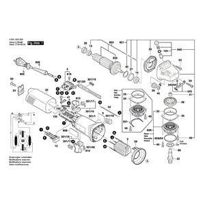 Запчасти для угловой шлифмашины Bosch GWS 8-115 230 V 3601H20000, деталировка 1