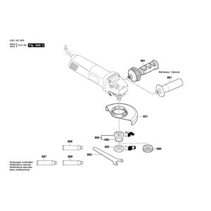 Запчасти для угловой шлифмашины Bosch GWS 1000 230 V 3601H218R0, деталировка 2