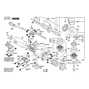 Запчасти для угловой шлифмашины Bosch GWS 11-125 CI 230 V 3601H22000, деталировка 1