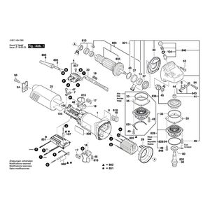 Запчасти для угловой шлифмашины Bosch GWS 14-125 230 V 3601H242F2, деталировка 1
