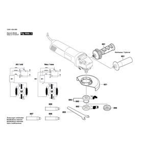 Запчасти для угловой шлифмашины Bosch GWS 1400 230 V 3601H24800, деталировка 2