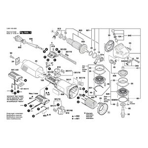 Запчасти для угловой шлифмашины Bosch GWS 1400 230 V 3601H24830, деталировка 1