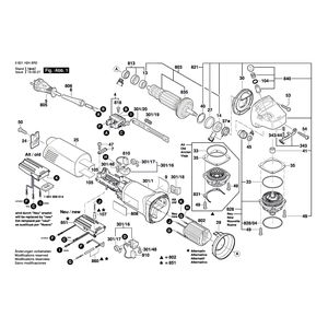 Запчасти для угловой шлифмашины Bosch GWS 1400 230 V 3601H248R0, деталировка 1