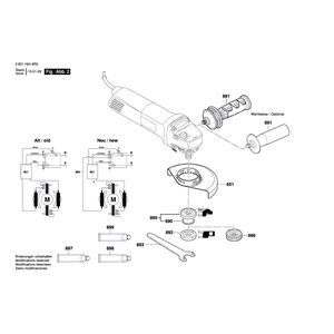 Запчасти для угловой шлифмашины Bosch GWS 1400 230 V 3601H248R0, деталировка 2