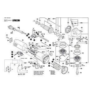 Запчасти для угловой шлифмашины Bosch GWS 1000 230 V 3601H28400, деталировка 1