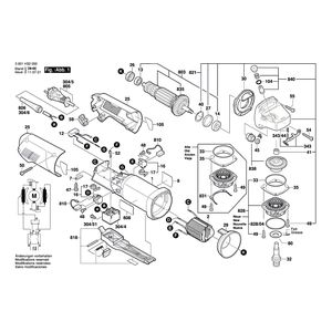 Запчасти для угловой шлифмашины Bosch GWS 10-125 Z 230 V 3601H32000, деталировка 1