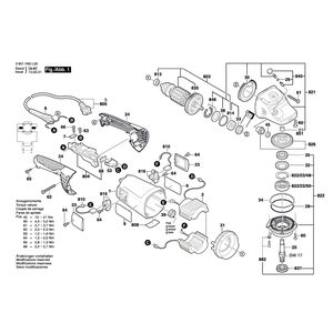 Запчасти для угловой шлифмашины Bosch GWS 20-230H 230 V 3601H50101, деталировка 1