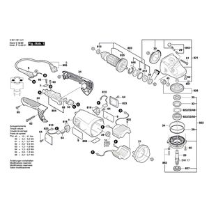 Запчасти для угловой шлифмашины Bosch GWS 22-180 H 230 V 3601H81101, деталировка 1