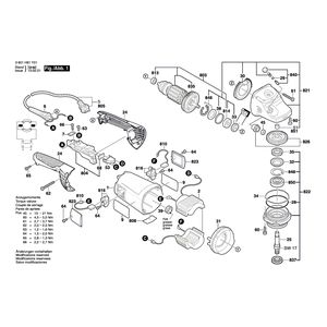 Запчасти для угловой шлифмашины Bosch GWS 22-180 H 230 V 3601H81Y01, деталировка 1