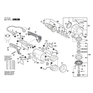 Запчасти для угловой шлифмашины Bosch GWS 230 H 230 V 3601H82104, деталировка 1
