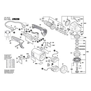 Запчасти для угловой шлифмашины Bosch GWS 22-230 JH 230 V 3601H82201, деталировка 1
