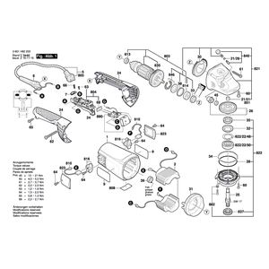 Запчасти для угловой шлифмашины Bosch GWS 22-230 JH 230 V 3601H82203, деталировка 1