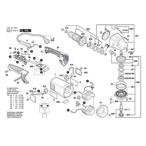 Запчасти для угловой шлифмашины Bosch GWS 22-230 JH 230 V 3601H82M05, деталировка 1