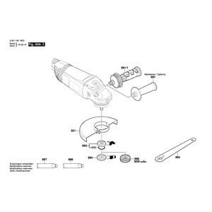 Запчасти для угловой шлифмашины Bosch GWS 22-230 JH 230 V 3601H82M05, деталировка 2