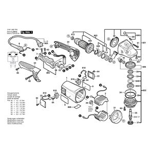Запчасти для угловой шлифмашины Bosch GWS 22-230 H 230 V 3601H82Z00, деталировка 1