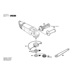 Запчасти для угловой шлифмашины Bosch GWS 22-230 H 230 V 3601H82Z00, деталировка 2