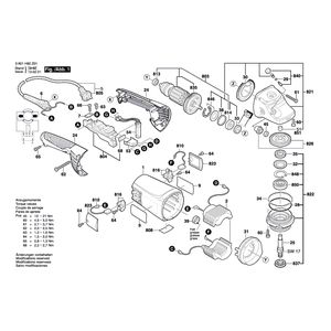 Запчасти для угловой шлифмашины Bosch GWS 22-230 JH 230 V 3601H82Z01, деталировка 1