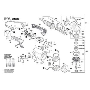 Запчасти для угловой шлифмашины Bosch GWS 24-230 JH 230 V 3601H84204, деталировка 1