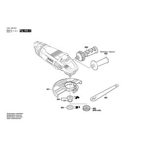 Запчасти для угловой шлифмашины Bosch GWS 22-180 LVI 230 V 3601H90D01, деталировка 2