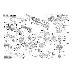 Запчасти для угловой шлифмашины Bosch GWS 22-230 LVI 230 V 3601H91C00, деталировка 1