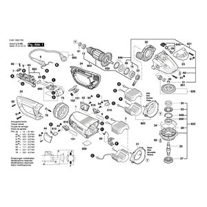 Запчасти для угловой шлифмашины Bosch GWS 26-230 LVI 230 V 3601H95H00, деталировка 1