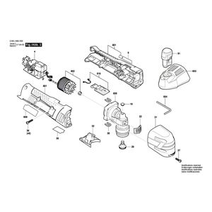 Запчасти для универсального мультиинструмента Bosch GOP 12V-28 12 V 3601HB5000, деталировка 1