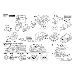 Запчасти для универсального мультиинструмента Bosch GOP 18V-28 18 V 3601HB6000, деталировка 1