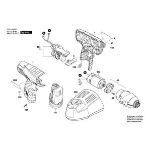 Запчасти для аккумуляторного импульсного гайковерта Bosch GDR 10,8 V-LI 10.8 V 3601J09000