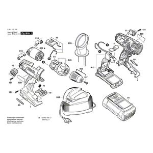 Запчасти для аккумуляторного шуруповерта Bosch GSR 36 V-LI 36 V 3601J12100, деталировка 1