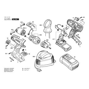 Запчасти для аккумуляторной ударной дрели Bosch GSB 36 V-LI 36 V 3601J13100, деталировка 1