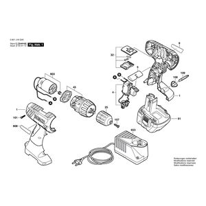 Запчасти для аккумуляторной дрели-шуруповерта Bosch GSR 12-2 12 V 3601J18J00, деталировка 1