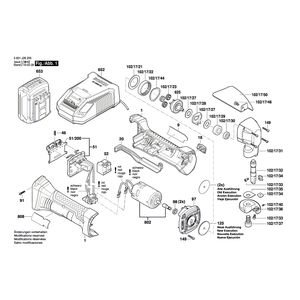 Запчасти для аккумуляторных листовых ножниц Bosch GSC 18V-16 230 V 3601J26200, деталировка 1