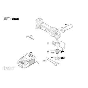 Запчасти для аккумуляторной шлифмашины Bosch GWS 18-125 V-LI 18 V 3601J3A301, деталировка 2