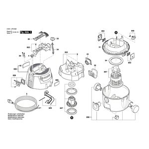 Запчасти для универсального пылесоса Bosch GAS 20 L SFC 230 V 3601J7B002, деталировка 1