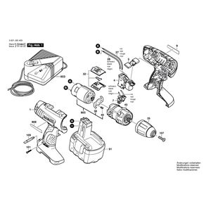 Запчасти для аккумуляторной дрели-шуруповерта Bosch GSR 14,4 V 14.4 V 3601J95401, деталировка 1